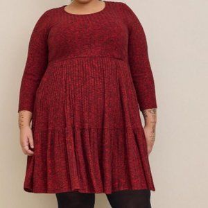 Torrid mini brushed soft red tiered skater dress Size 5X